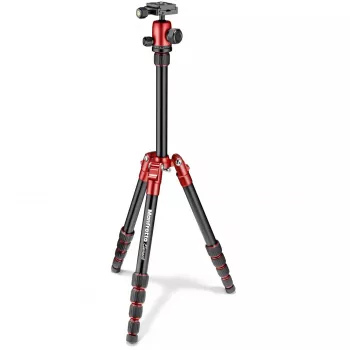 Manfrotto Element Traveller Treppiede in alluminio a 5 sezioni con testa a sfera, rosso