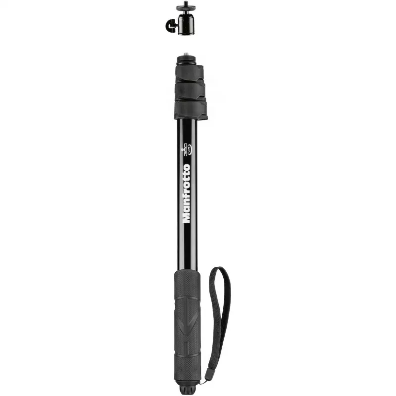 Manfrotto MPOLEVR Asta di prolunga in alluminio per camere 360° e action cam, 4 segmenti, 66-200 cm, nero