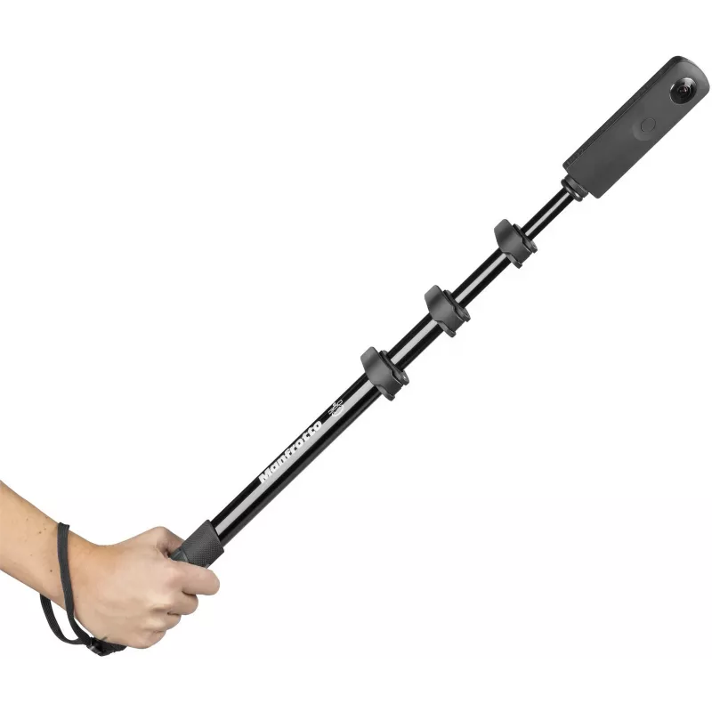 Manfrotto MPOLEVR Asta di prolunga in alluminio per camere 360° e action cam, 4 segmenti, 66-200 cm, nero