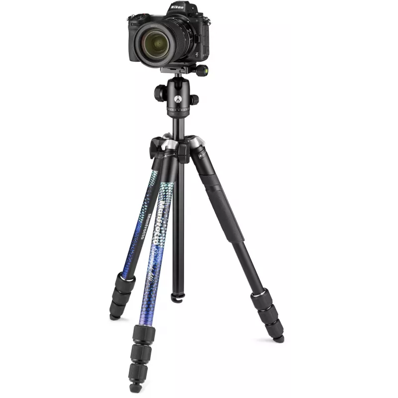 Manfrotto MKELMII4BL-BH Element MII treppiede in alluminio a 4 sezioni con testa a sfera, blu