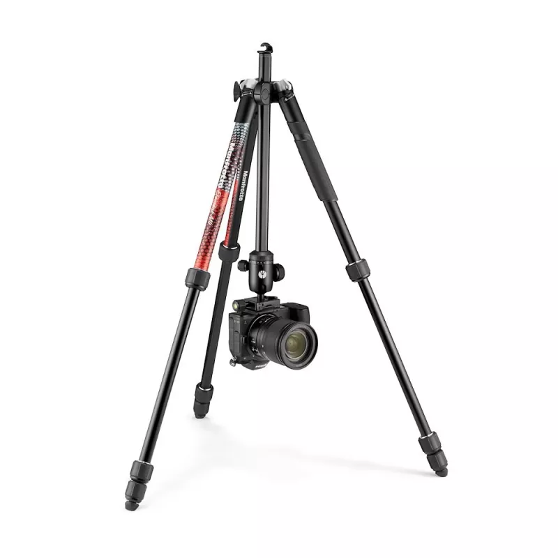 Manfrotto MKELMII4RD-BH Element MII treppiede in alluminio a 4 sezioni con testa a sfera, rosso