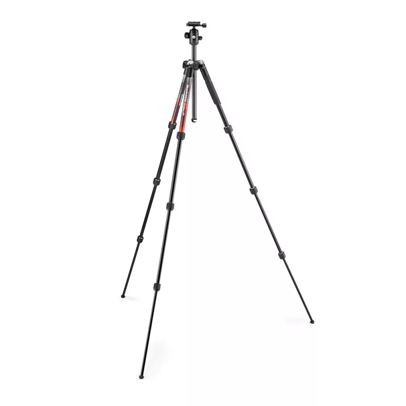 Manfrotto MKELMII4RD-BH Element MII treppiede in alluminio a 4 sezioni con testa a sfera, rosso