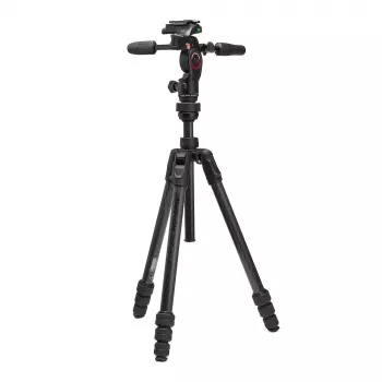 Manfrotto MKBFRTC4GTFB-3W Befree GT treppiede da viaggio in fibra di carbonio con testa fluida a 3 vie, chiusure a vite, portata 10 kg, altezza max 164 cm, nero