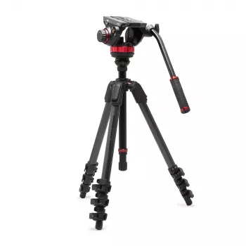 Manfrotto 055 sistema treppiede video in fibra di carbonio con testa fluida 502AH