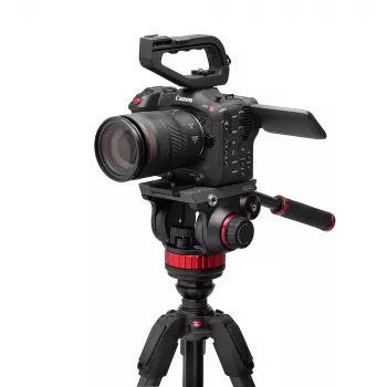 Manfrotto 055 sistema treppiede video in fibra di carbonio con testa fluida 502AH