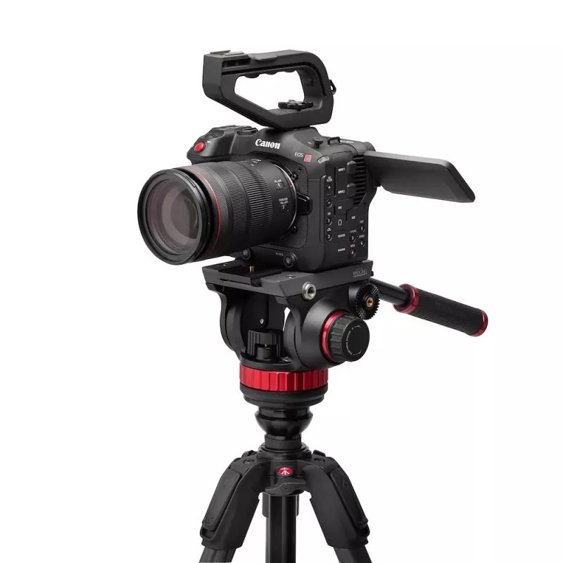Manfrotto 055 sistema treppiede video in fibra di carbonio con testa fluida 502AH