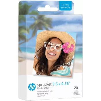 HP ZINK carta fotografica 3,5 x 4,25 pollici lucida, adesiva, 20 fogli per HP Sprocket
