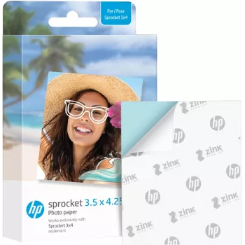 HP ZINK carta fotografica 3,5 x 4,25 pollici lucida, adesiva, 20 fogli per HP Sprocket