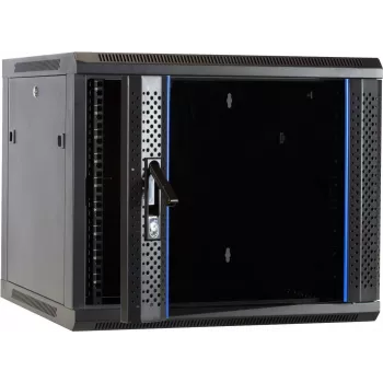 DSIT DS6609 armadio server da parete 9U con porta in vetro, 600x600x501 mm, nero