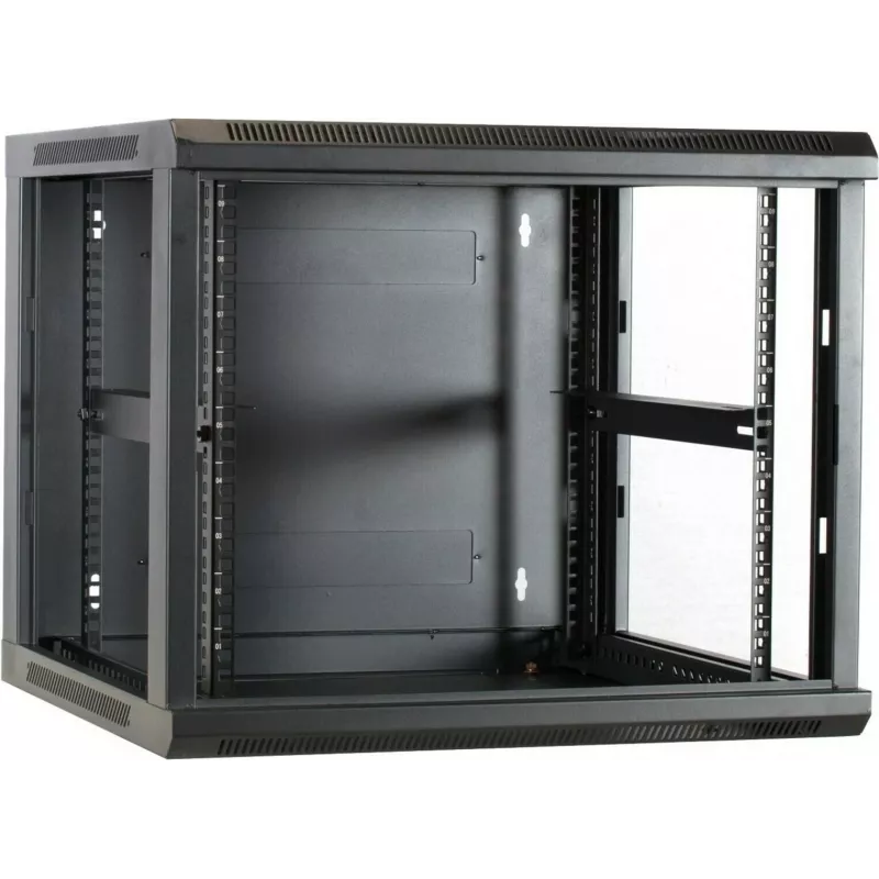 DSIT DS6609 armadio server da parete 9U con porta in vetro, 600x600x501 mm, nero