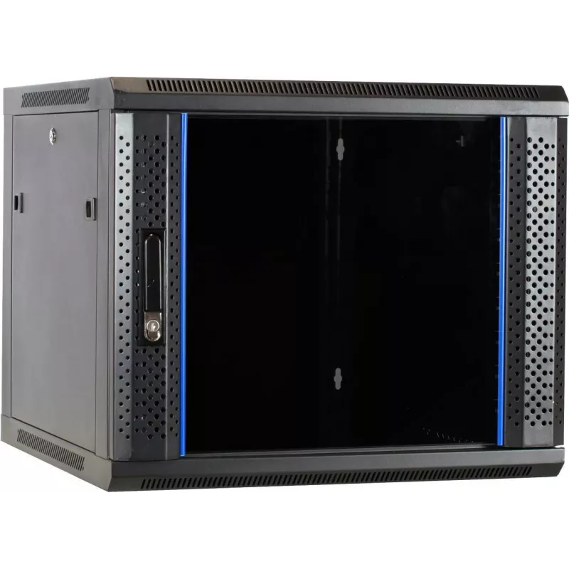 DSIT DS6609 armadio server da parete 9U con porta in vetro, 600x600x501 mm, nero