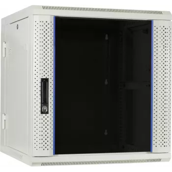 DSIT armadio server da parete reversibile 12U con porta in vetro, bianco, 600x600x635 mm