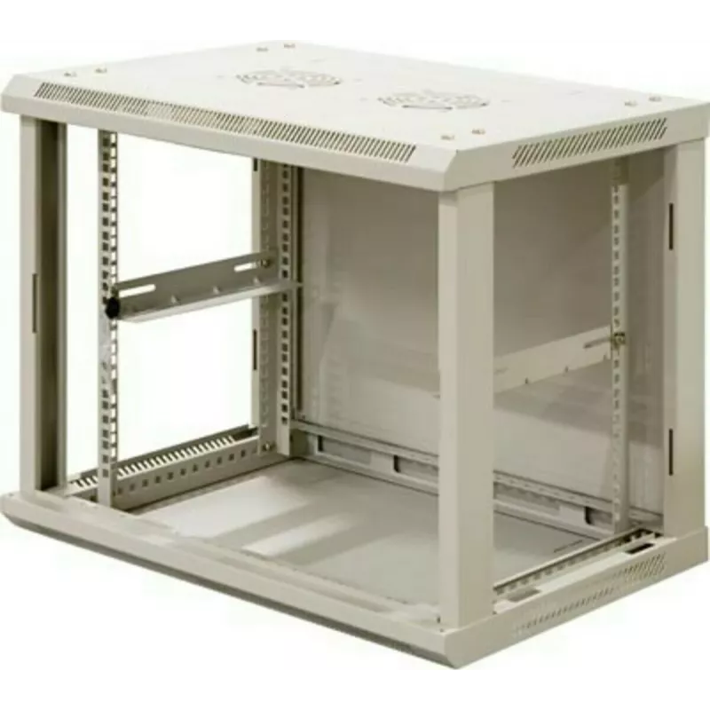 DSIT armadio server da parete reversibile 12U con porta in vetro, bianco, 600x600x635 mm