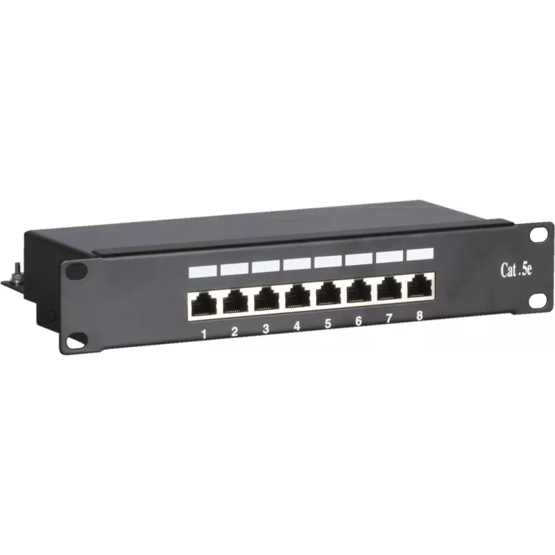 DSIT DS-10Patch5-8FTP patch panel 10 inch 8 porte FTP CAT 5e, montaggio rack 1U, RJ45 schermato, LSA+ IDC, nero
