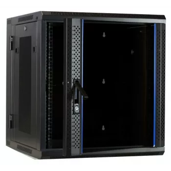 DSIT DS6612ZP-DOUBLE armadio server da parete 6U con porta in vetro di sicurezza temperato e fianchi perforati, 600x450x370 mm, nero