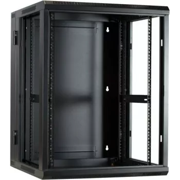 DSIT armadio server da parete 15U con porta in vetro e fianchi perforati, 600x600x770 mm, nero