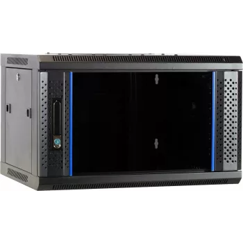 DSIT DS6404 armadio server da parete 4U con porta in vetro, 600x450x280 mm, nero