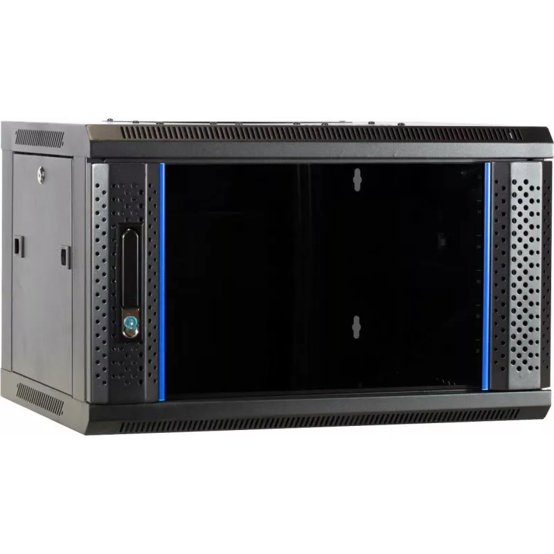 DSIT DS6404 armadio server da parete 4U con porta in vetro, 600x450x280 mm, nero