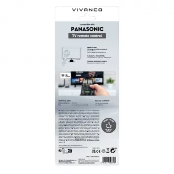 Vivanco VVREMOTEPANA telecomando universale per TV Panasonic – preprogrammato, IR, nero