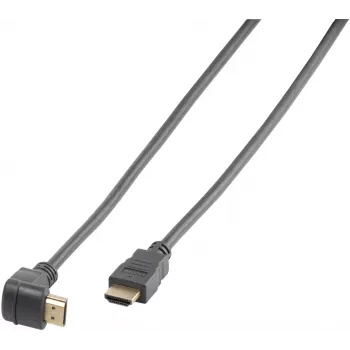 Vivanco VVVHDMI30M1M90K cavo High Speed HDMI con Ethernet 30m, 4K@30Hz, connettori placcati oro, connettore HDMI Type-A maschio angolare su maschio, nero