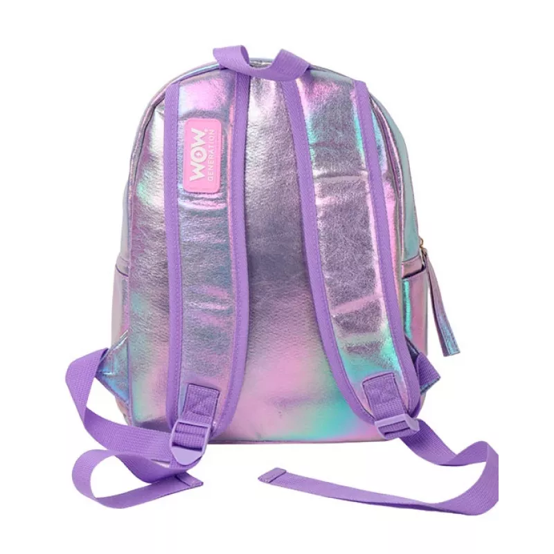 Holo Wow Zaino scolastico olografico per ragazze con pompon e spallacci regolabili WOW00048