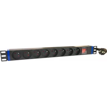 DSIT DS-8PDU-PE PDU rack 19 inch, 8 prese Schuko, 16A, cavo 2m, nero