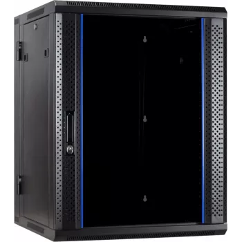 DSIT armadio server a parete 18U con porta in vetro temperato, reversibile, 600x600x900 mm, nero