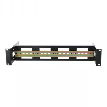 DSIT supporto per guida DIN 2U per rack 19 pollici, profondità regolabile 100-200 mm, TS35, nero
