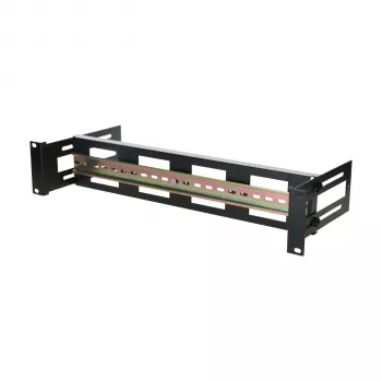 DSIT supporto per guida DIN 2U per rack 19 pollici, profondità regolabile 100-200 mm, TS35, nero