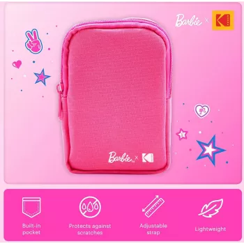 Kodak x Barbie custodia morbida con zip e tracolla per Printomatic e Step Slim, rosa (RODBCMPK)