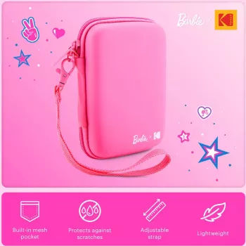 Kodak x Barbie custodia protettiva EVA con cinturino rimovibile e tasca a rete per Printomatic e Step Slim, rosa (RODBCEPK)
