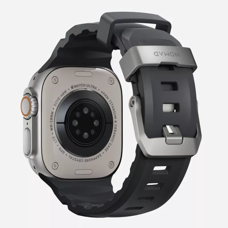 NOMAD Rocky Point cinturino per Apple Watch 46mm/49mm nero-argento