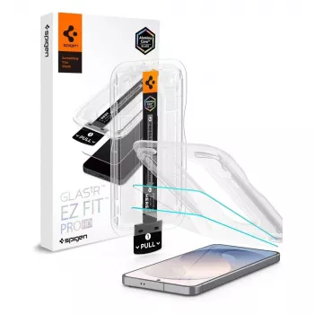 Spigen Glas.tR EZ Fit Pro AC confezione da 2 vetro temperato protezione display per Samsung Galaxy S26 FE - chiaro, durezza 9H, cornice di auto-allineamento