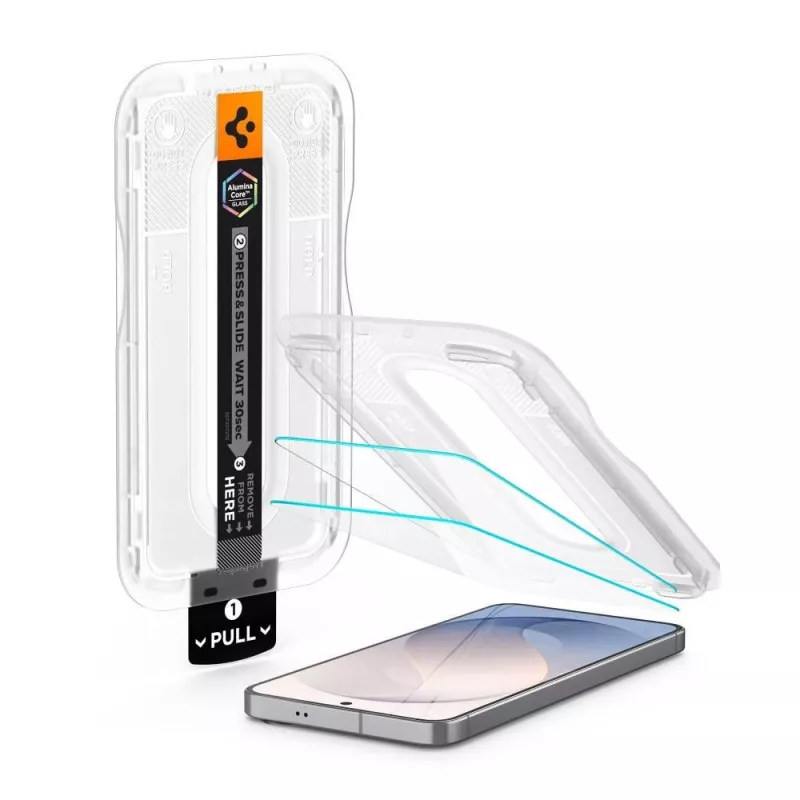 Spigen Glas.tR EZ Fit Pro AC confezione da 2 vetro temperato protezione display per Samsung Galaxy S26 FE - chiaro, durezza 9H, cornice di auto-allineamento