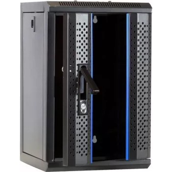DSIT rack server da parete 9U 10 pollici con porta in vetro, 312x310x486 mm, nero