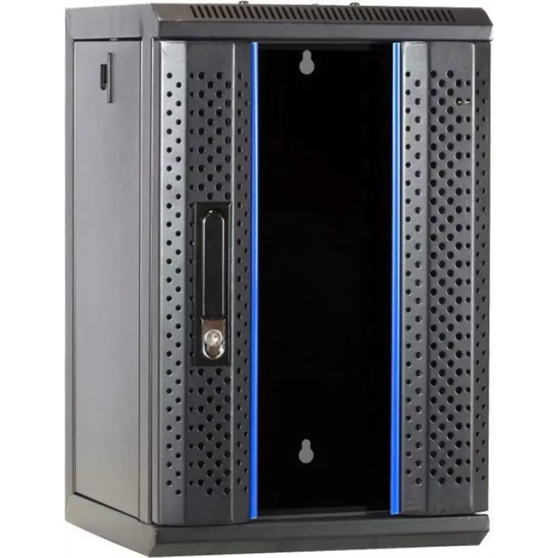 DSIT rack server da parete 9U 10 pollici con porta in vetro, 312x310x486 mm, nero