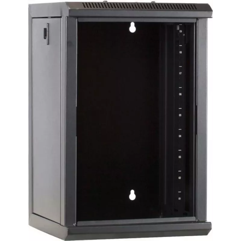 DSIT rack server da parete 9U 10 pollici con porta in vetro, 312x310x486 mm, nero