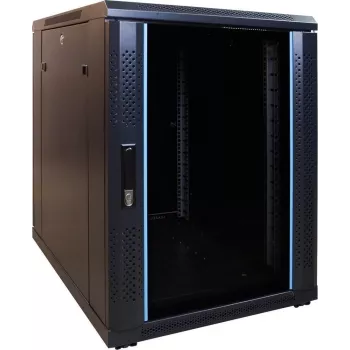 Armadio server a parete DSIT DS6815 15U 600x800mm con porta in vetro, grigio chiaro