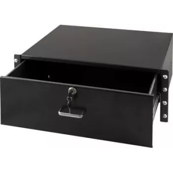 Cassetto portadocumenti con serratura DS-IT 4U per montaggio rack in acciaio nero (DS-DR04)