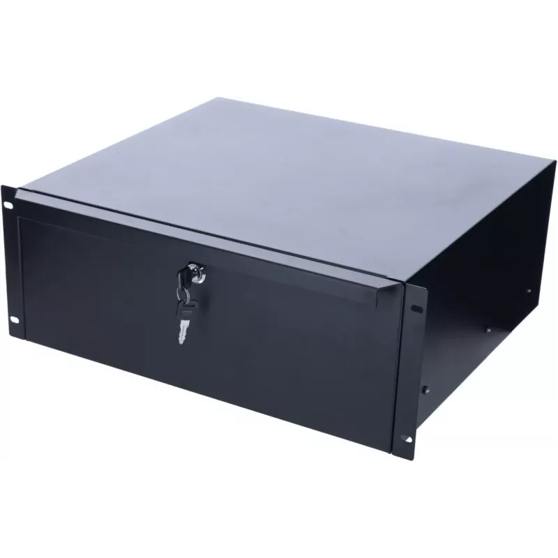 Cassetto portadocumenti con serratura DS-IT 4U per montaggio rack in acciaio nero (DS-DR04)