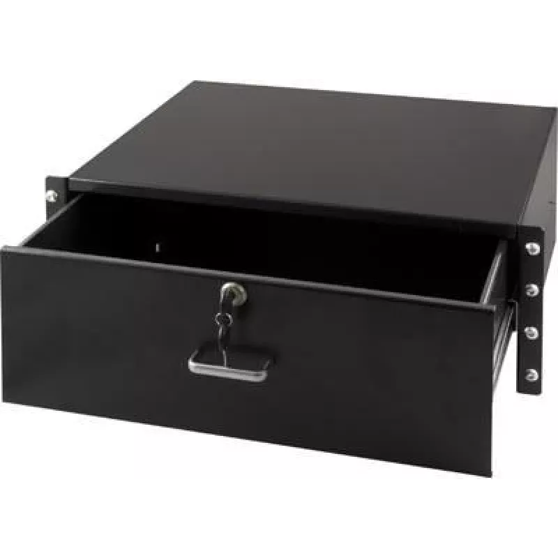 Cassetto portadocumenti con serratura DS-IT 4U per montaggio rack in acciaio nero (DS-DR04)