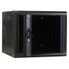 DSIT Rack a parete 6U con porta in vetro temperato, reversibile, 600x450 mm, nero