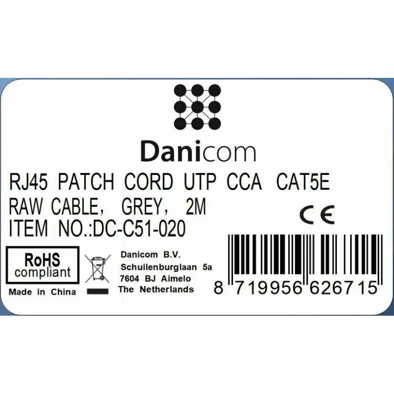 DSIT CAT 5e cavo di rete U/UTP, 2 m, grigio, CCA