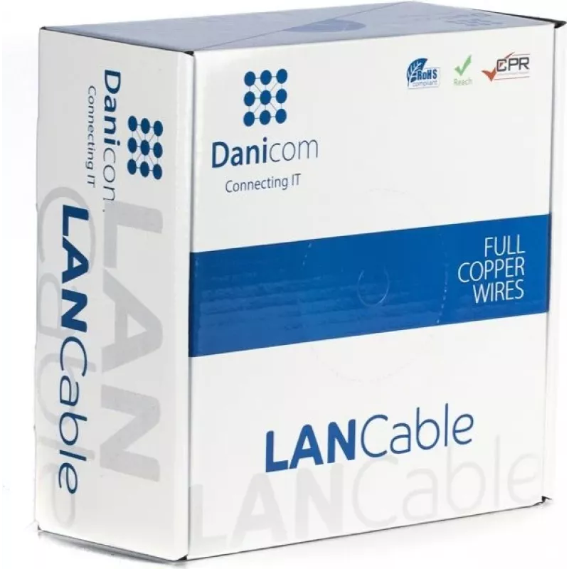 DSIT DANICOM CAT6A UTP 50m cavo per esterni con conduttore solido, guaina PE (Fca) - nero