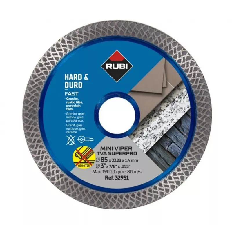 RUBI TVA 85 SUPERPRO MINI VIPER Disco diamantato a taglio continuo 85 mm x 15 mm