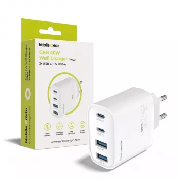 Mobile Origin 40W caricabatterie GaN PW22 2x USB-C + 2x USB-A