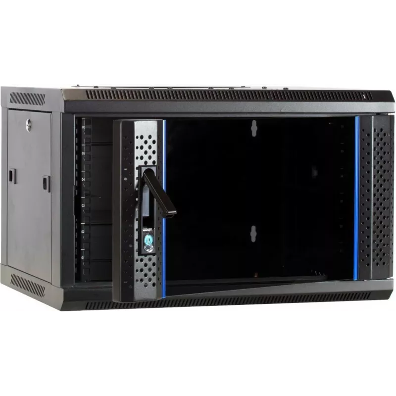 DSIT case server da parete 6U con porta in vetro, 600 x 450 x 367 mm, nero, DS6406