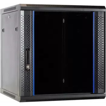 DSIT DS6612 armadio server da parete 12U con porta in vetro, 600x600x635 mm, nero