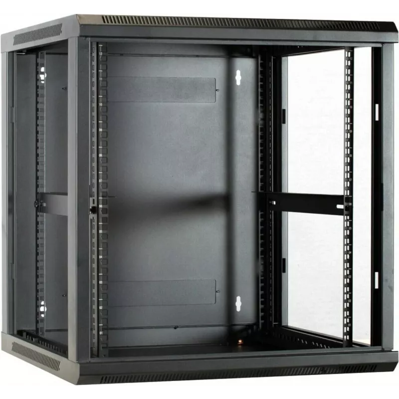 DSIT DS6612 armadio server da parete 12U con porta in vetro, 600x600x635 mm, nero