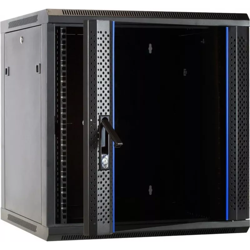 DSIT DS6612 armadio server da parete 12U con porta in vetro, 600x600x635 mm, nero